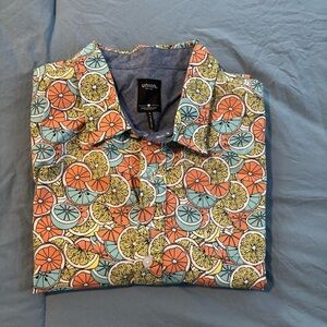 Men's Union lemon Print Shirt - Multicolor size large short sleeve button down